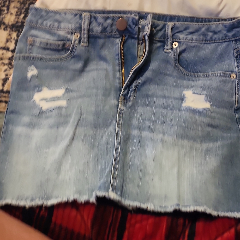NOBO Light Blue Mid Rise Denim Skirt